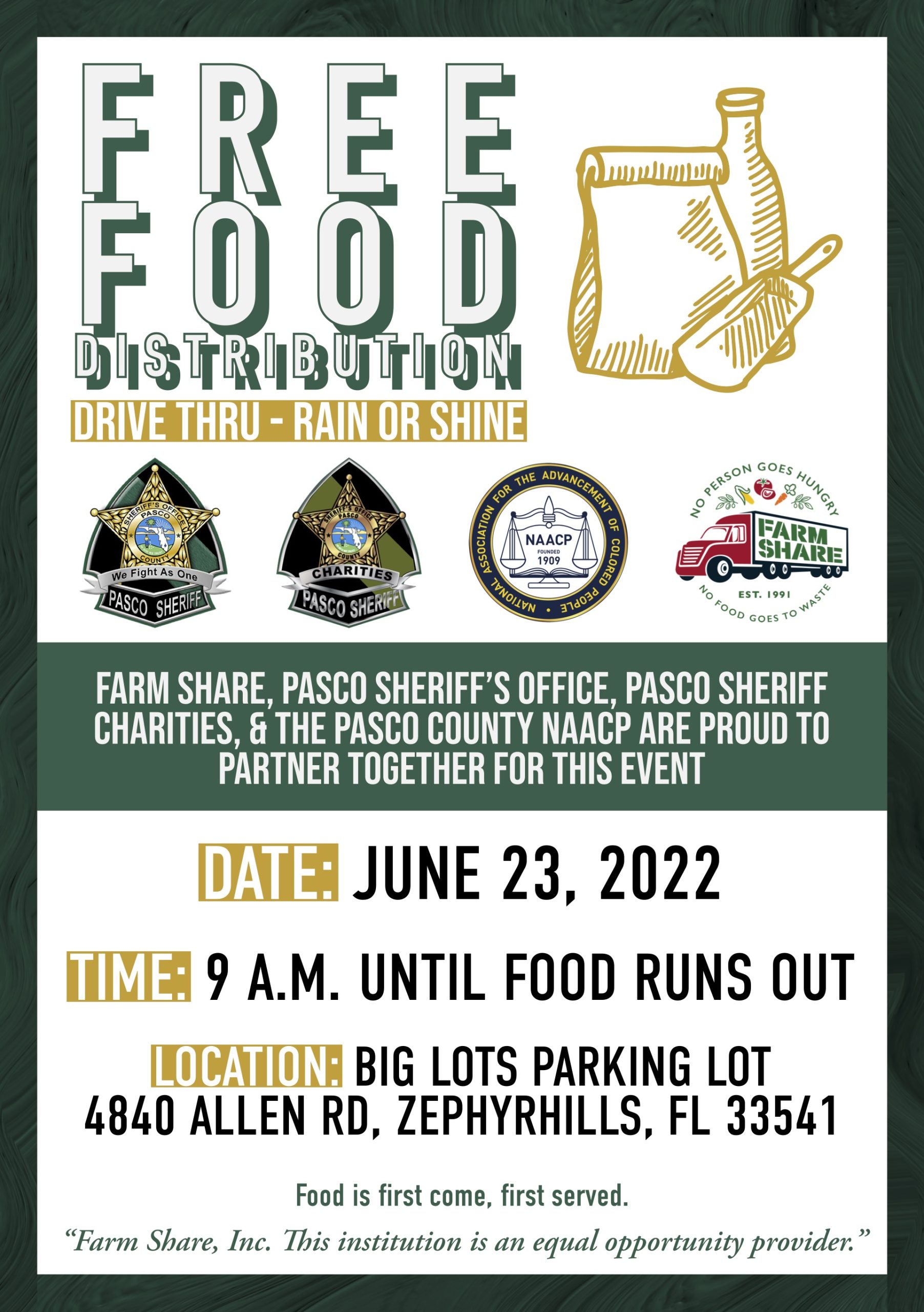 Free Food Distribution 06.23.2022 Pasco Sheriff's Office News